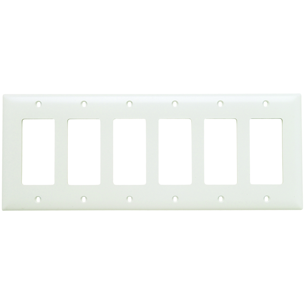 Trademaster Plate 6gang 6 Decorator White