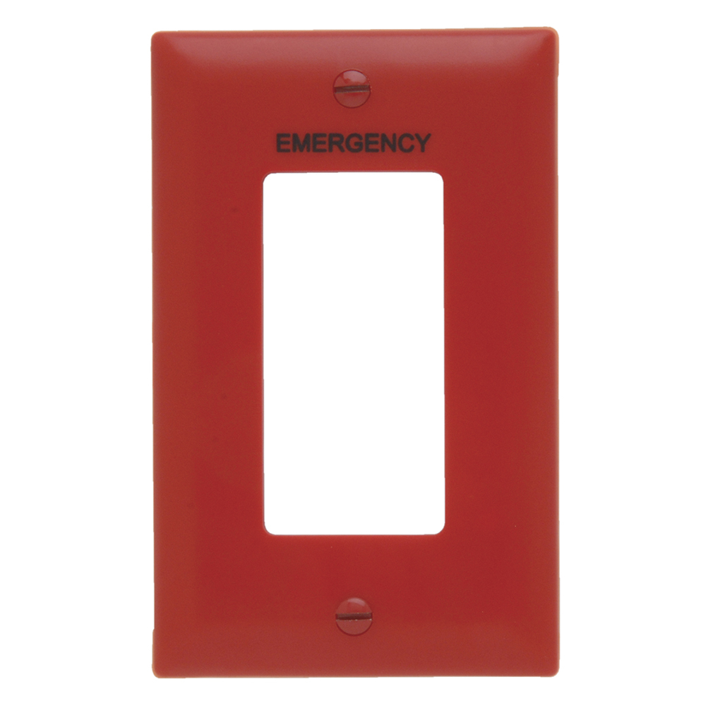 Single gang decorator. Red with Black fill. Nylon Trademaster.