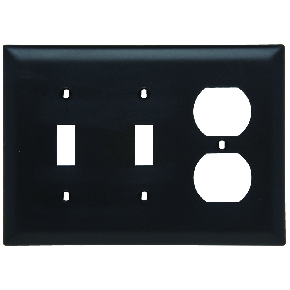 Trademaster Plate 3gang 2toggle 1duplex Black