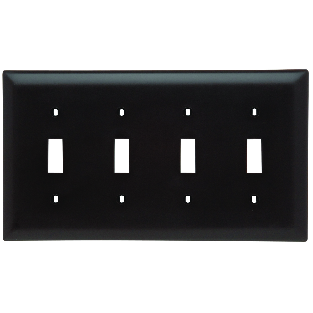 Trademaster Plate 4gang 4toggle Brown