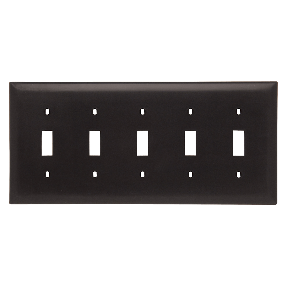 Trademaster Plate 5gang 5toggle Brown