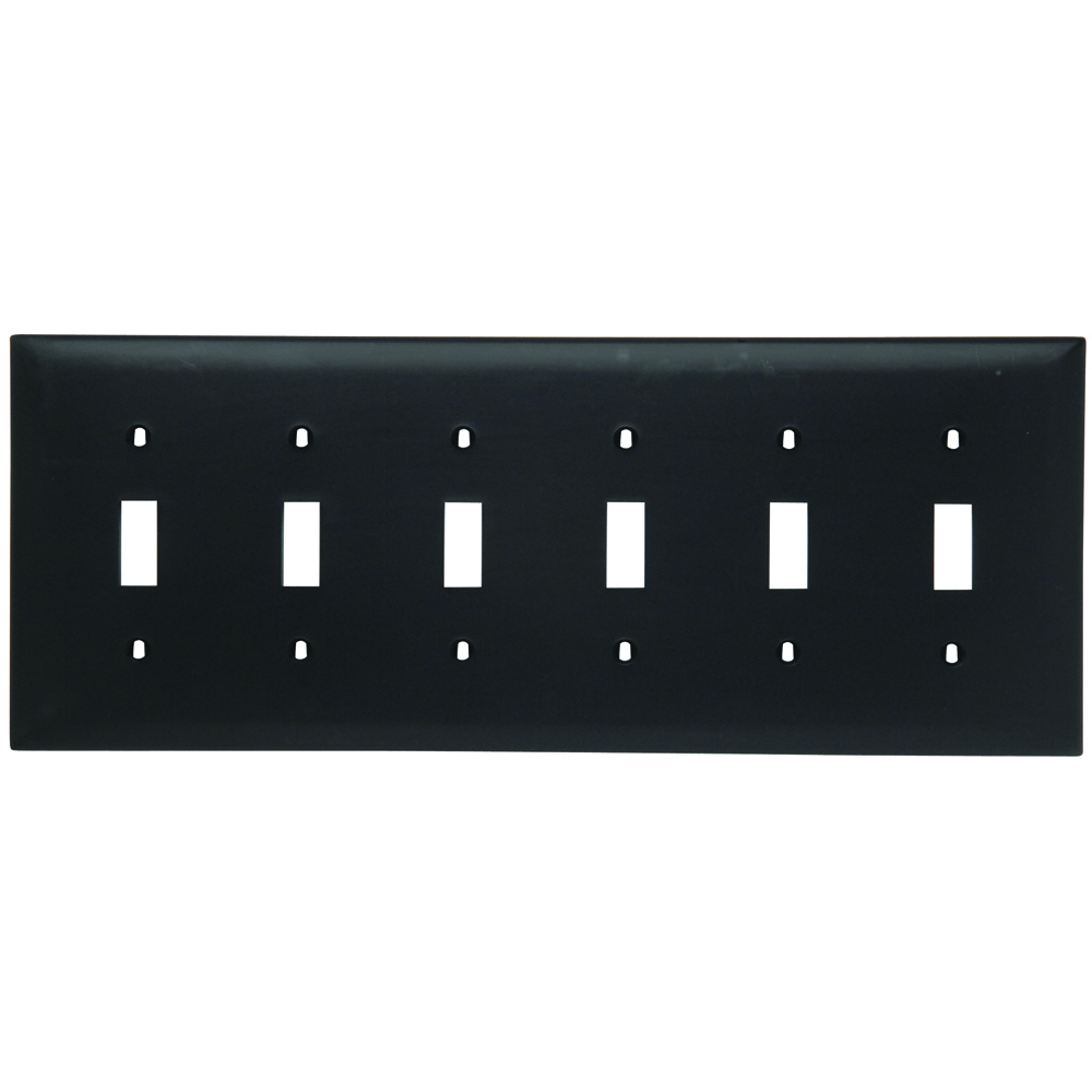 Trademaster Plate 6gang 6toggle Black