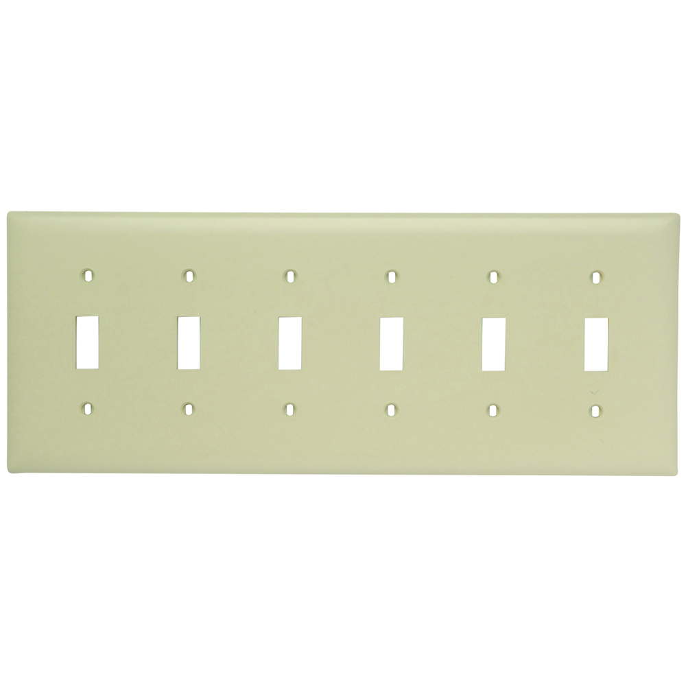 Trademaster Plate 6gang 6toggle Ivory