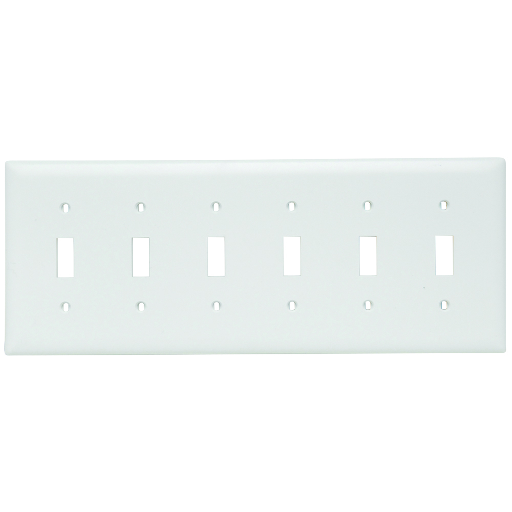 Trademaster Plate 6gang 6toggle White