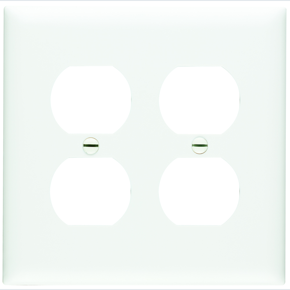 Trademaster Plate,double gang and duplex plate, is molded of rugged, practically indestructible self-extinguishing nylon. It is preferred for hospital, industrial, institutional, and other high-abuse applications. Available in Ivory, White, Brown, Gray, Black, Blue, Orange, Red, and Light Almond.