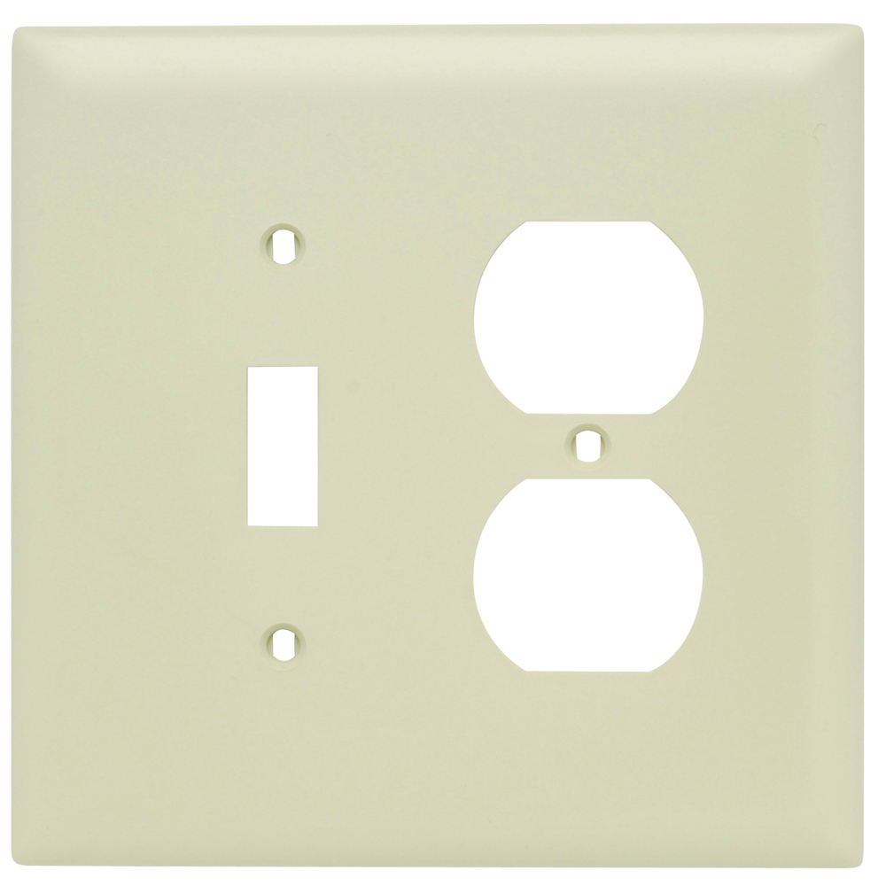 Trademaster Wall Plate Jumbo 2gang 1toggle Duplex Ivory