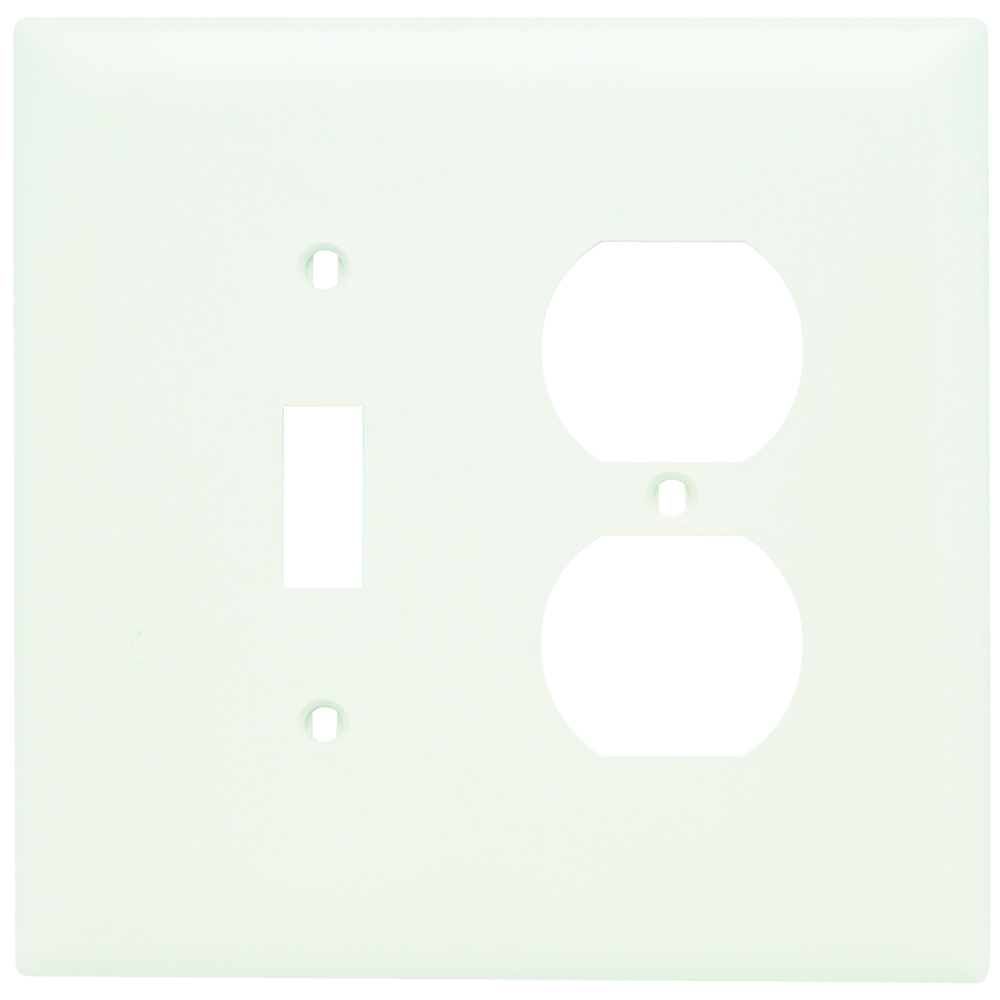 Trademaster Wall Plate Jumbo 2gang 1toggle Duplex White