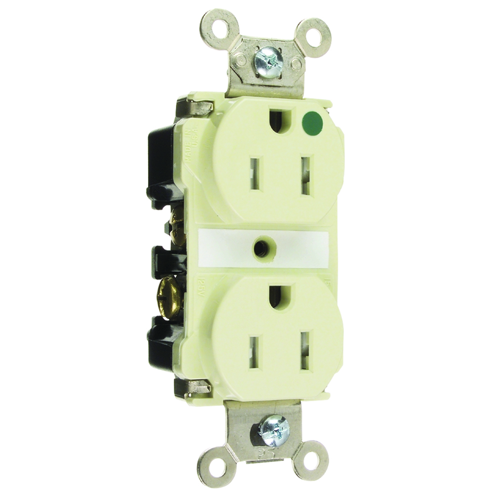 Tamper-Resistant Hospital Grade Duplex Receptacle Back and, Side Wire 15amp 125volt Ivory