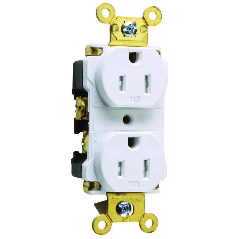 Tamper-Resistant Spec Grade Duplex Receptacle Back and, Side Wire 15amp 125volt White