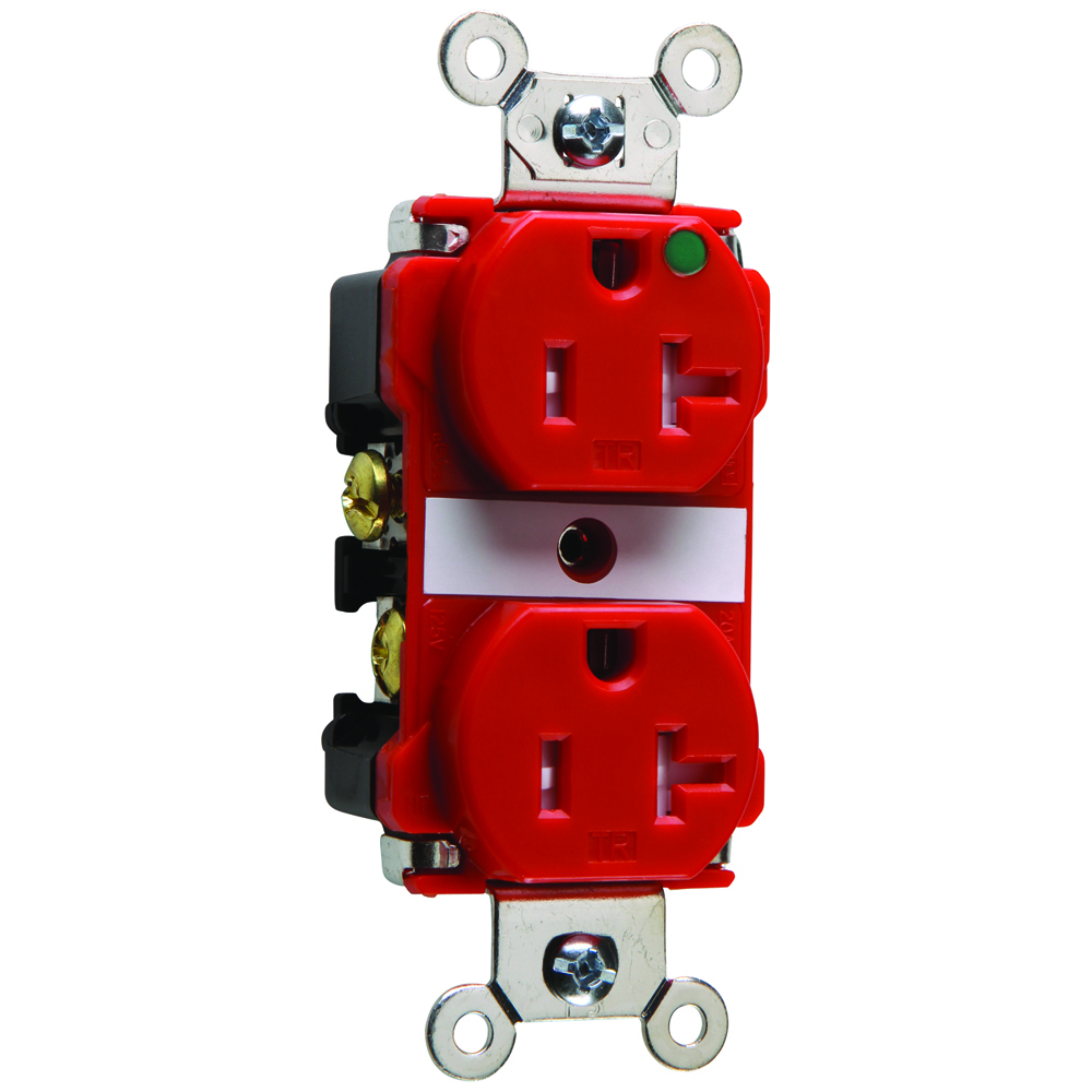 Tamper-Resistant Hospital Grade Duplex Receptacle Back and, Side Wire 20amp 125volt Red