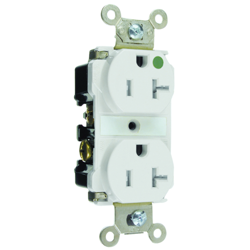 Tamper-Resistant Hospital Grade Duplex Receptacle Back and, Side Wire 20amp 125volt White