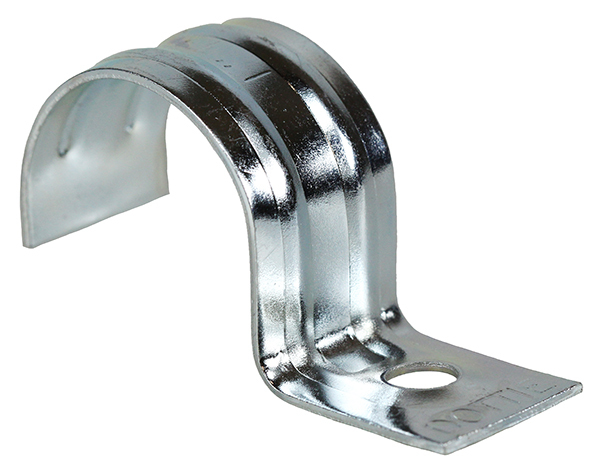 One Hole Strap, Steel material, Zinc Plated Finish, Surface mounting, 1 in. Size, 18 GA thickness