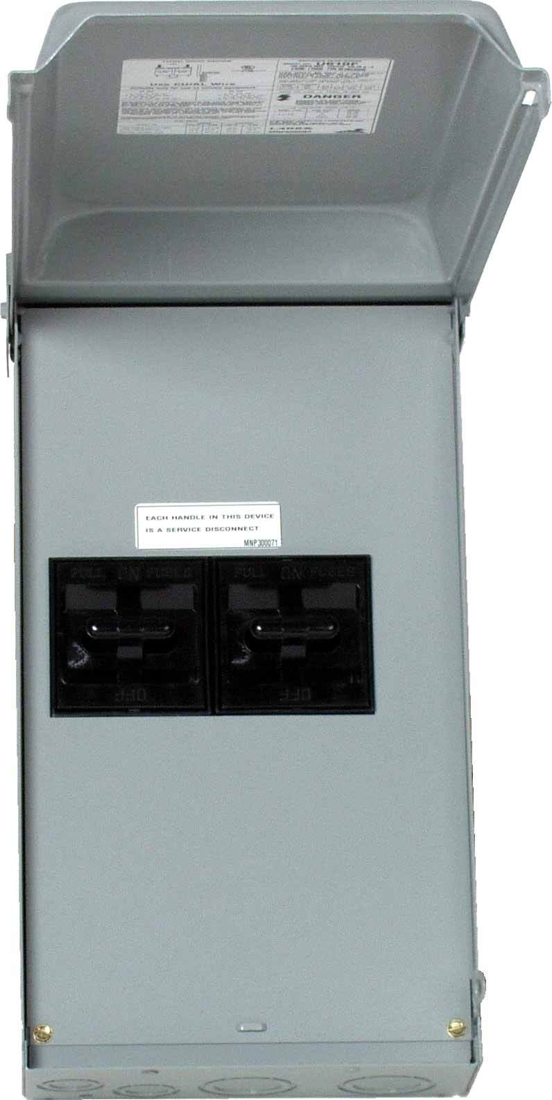 Multiple disconnect devices are offered for heat pump applications that require individual disconnects for the heating and cooling cycles. All pullers are removable or reinstallable in the OFF position for user safety during equipment maintenance.  Their UL listing includes the ability to field replace the 60 Ampere puller in the left fuse block with a 30 Ampere puller (FH35-2) for installation flexibility but prohibits the interchangeability of pullers between fuse blocks to insure the proper fuse/puller combination is always reinstalled into the proper fuse block.