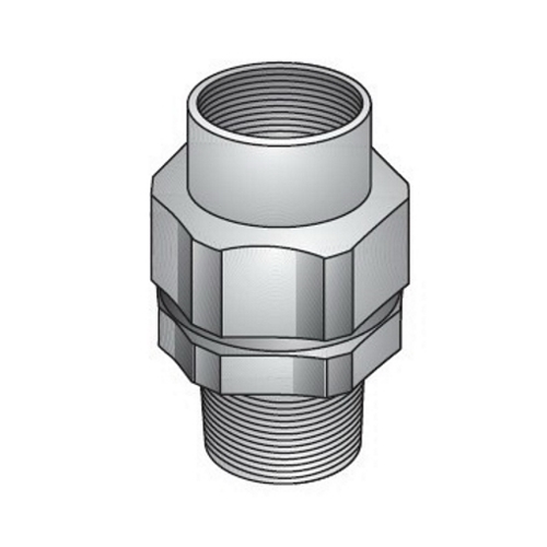 OZ-Gedney Type UNY Conduit Union, Trade Size: 1 IN, 2-1/16 IN Outside Diameter, Length: 2-1/2 IN, Flexibility: RMC And IMC, Steel, Connection: Tapered FNPT X MNPT, Third Party Certification: UL File Number E-34997 Listed For Class I, Division 1,