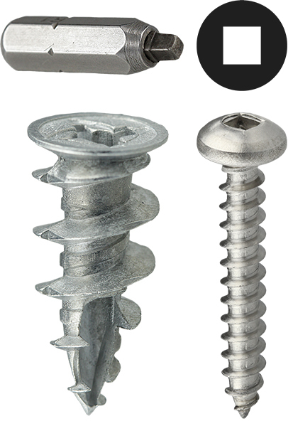 Wall Board Kit, #8 x 1-1/4 IN Size, 50 pieces, Zinc material, Square drive type, includes (50) Square Drive Screws, Two Compartment Display Pack