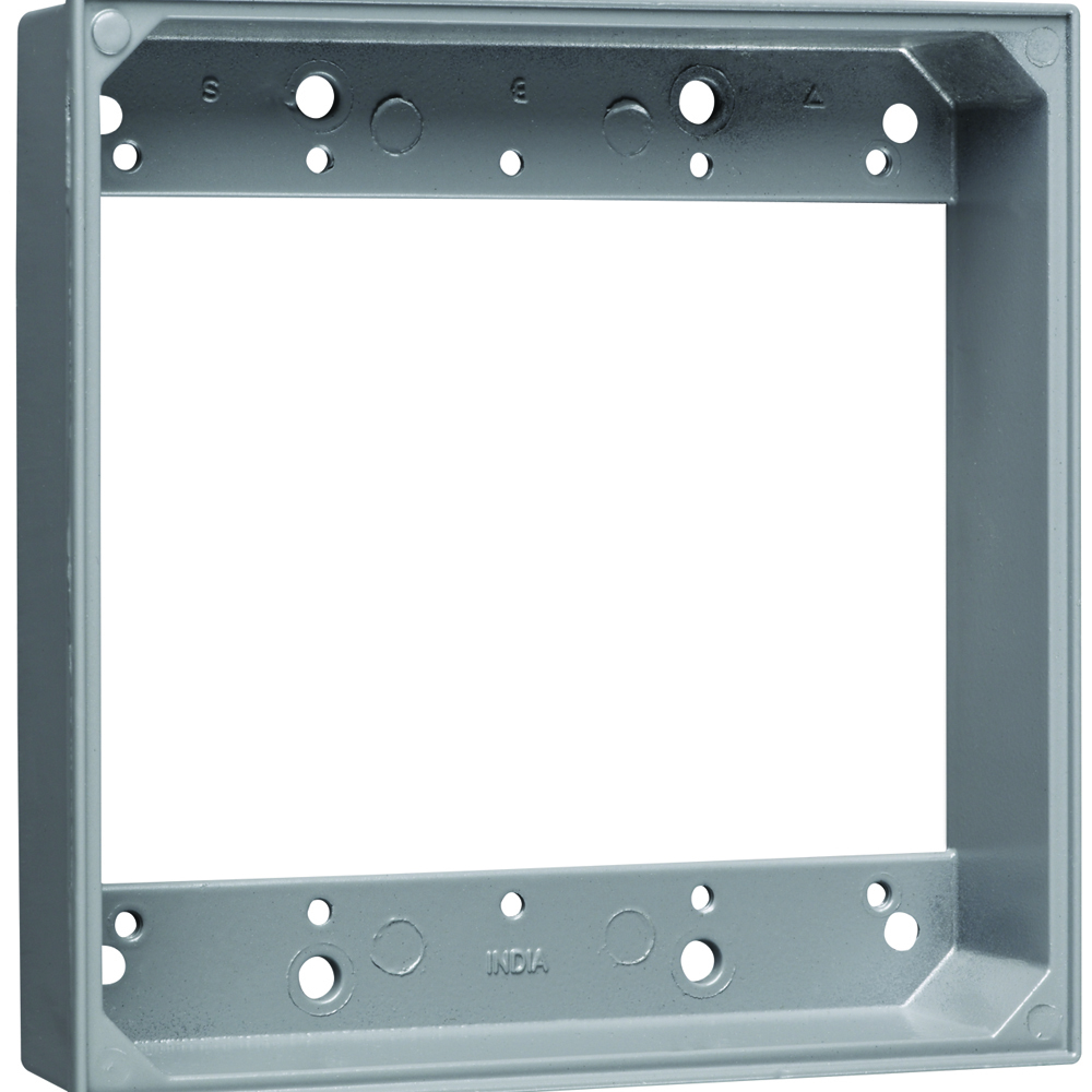 Weatherproof 2 Gang Extension Ring, 16.3 Cu. In., 4.5 x 4.5 x 1, Gray