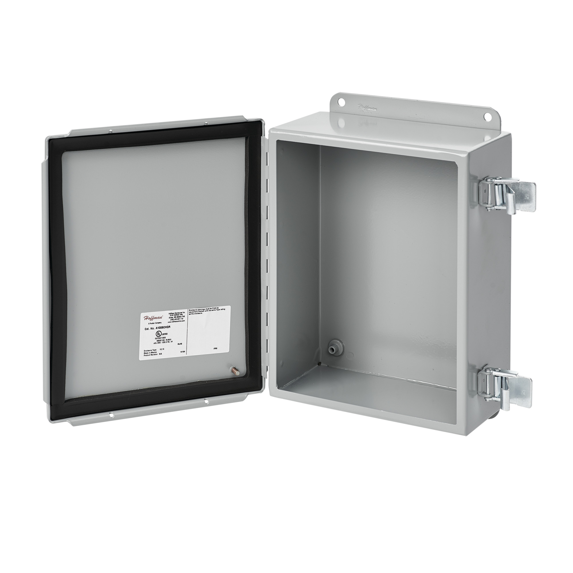 Continuous Hinge Enclosure Quick-Release Latch Type 12, 6x4x3, Gray, Mild Steel