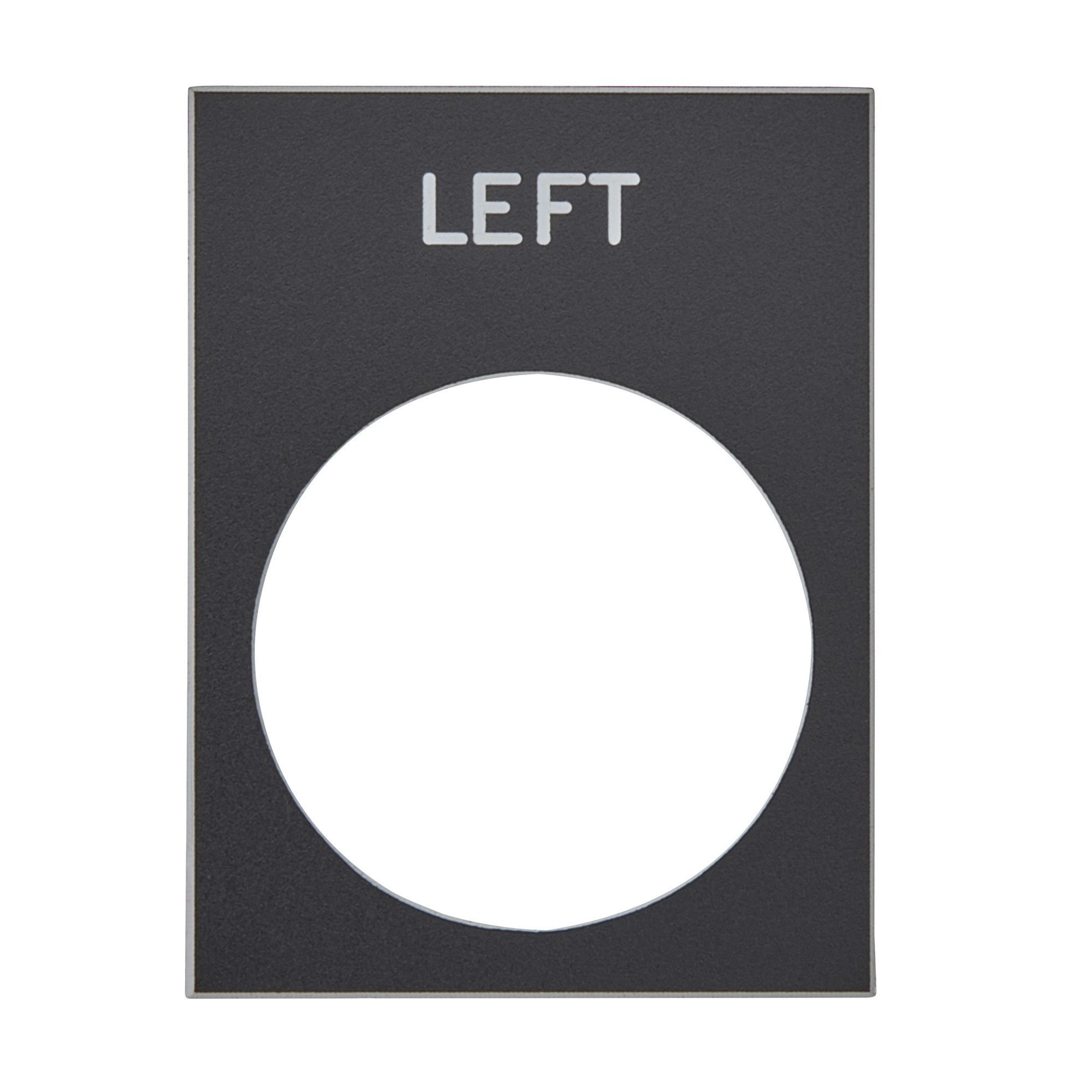 Marked legend, Harmony XAC, nameplate, 30 x 40mm, plastic, black, 22mm push button, white marked LEFT