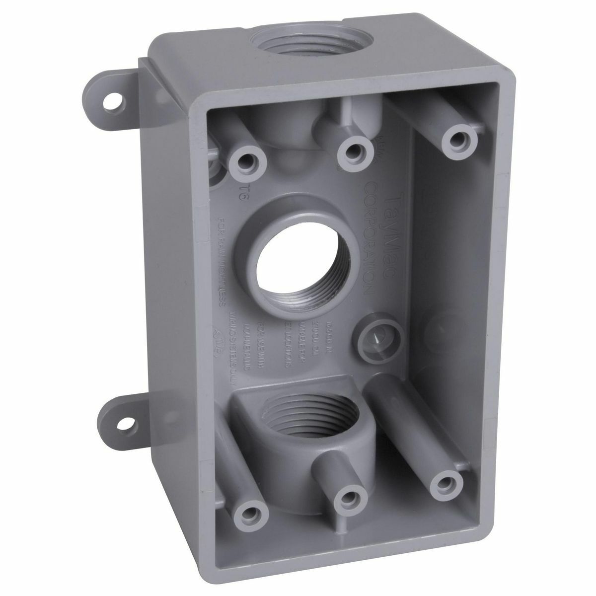 2 In. Deep with Lugs - Gray Three Threaded Outlets - 4-1/2 In. x 2-3/4 In.