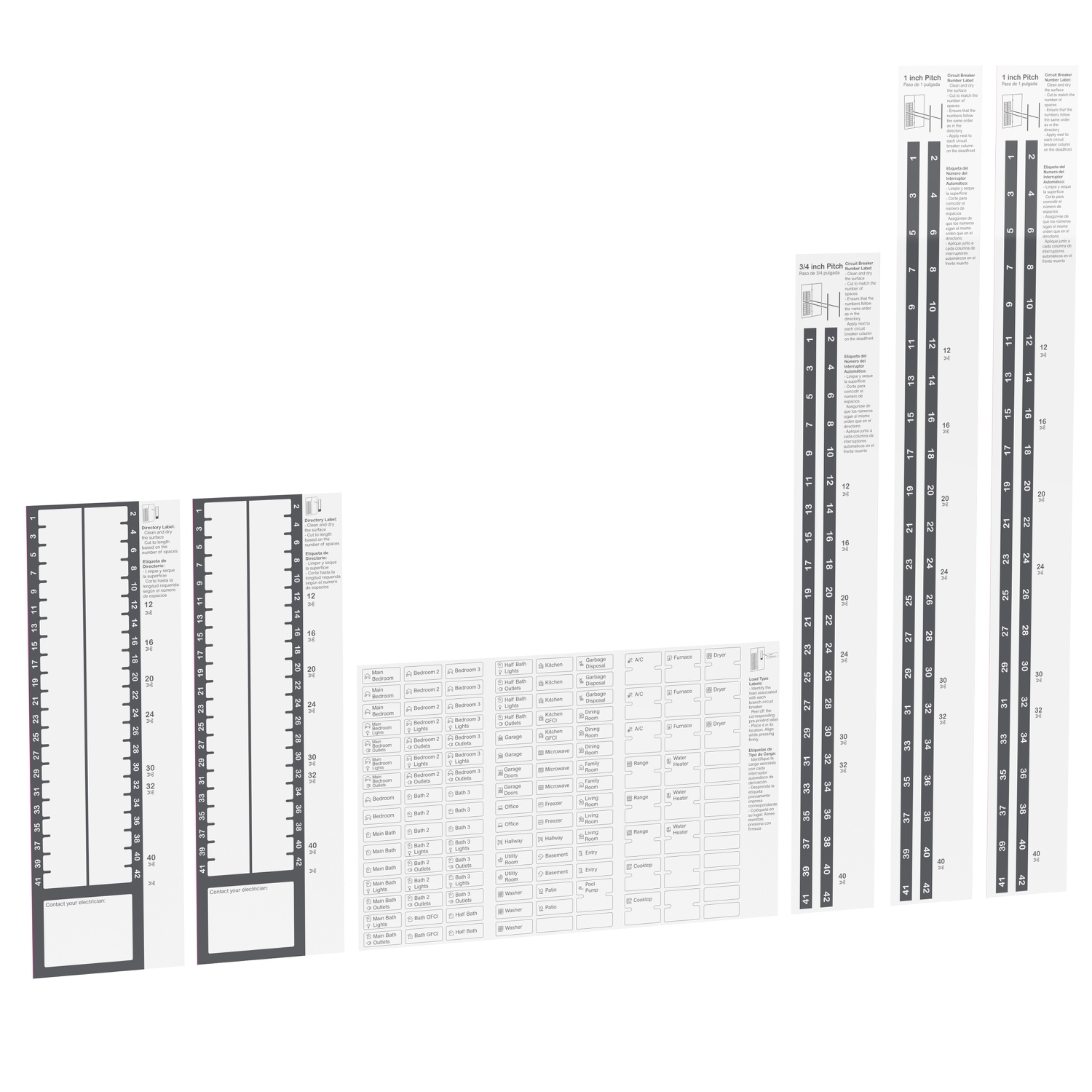 Load center accessory, QO + Homeline, directory label kit, universal, 1 thru 42