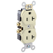20 Amp-125 Volt, Nema 5-20R. Side wired, duplex, straight blade receptacle. Light Almond