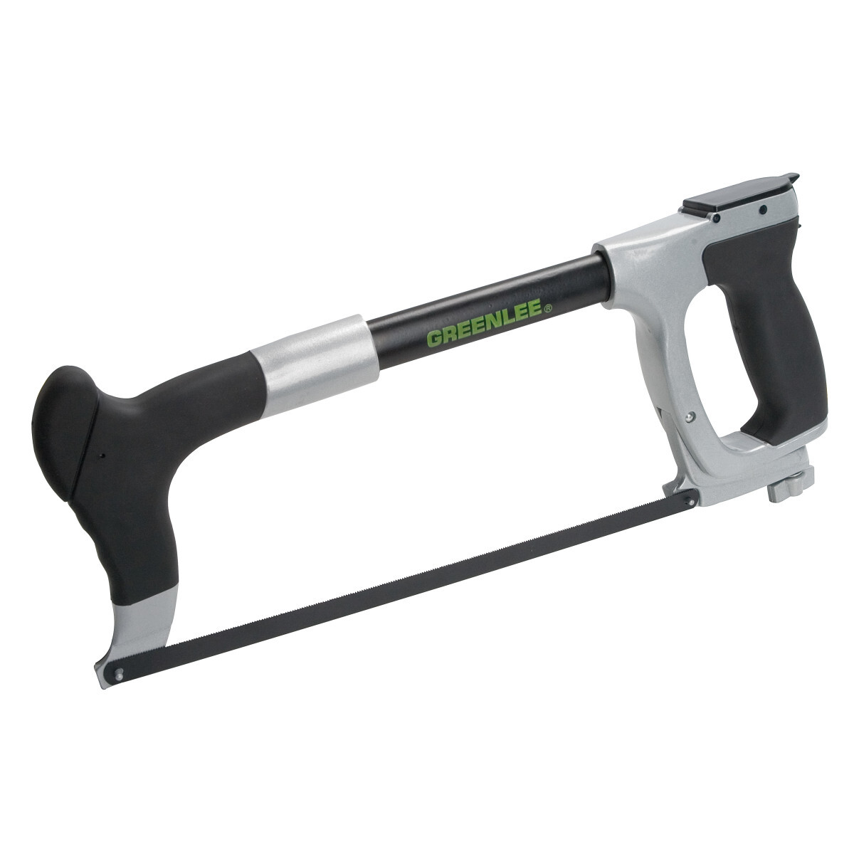 Over-molded rugged design for heavy-duty use and comfort.  Fully-adjustable blade tension up to 30,000 psi for longer blade life and faster, accurate cuts.  Alternative 45 DEG blade mounting allows for flush cutting.  Mounting for most reciprocating saw blades for extra versatility.  Handy blade storage in tubular frame.  Convenient front grip feature for two-handed sawing.  Complete with bi-metal blade (12 IN/24 TPI).  Lifetime limited warranty.