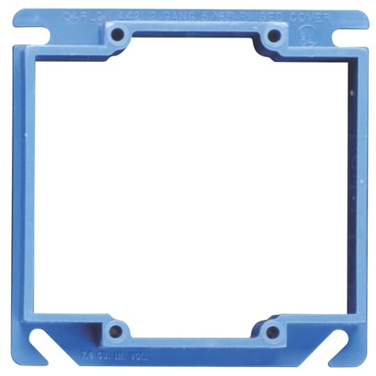 2-gang 7.4 cubic inch. non-metallic box cover, 5/8 inch. raised.