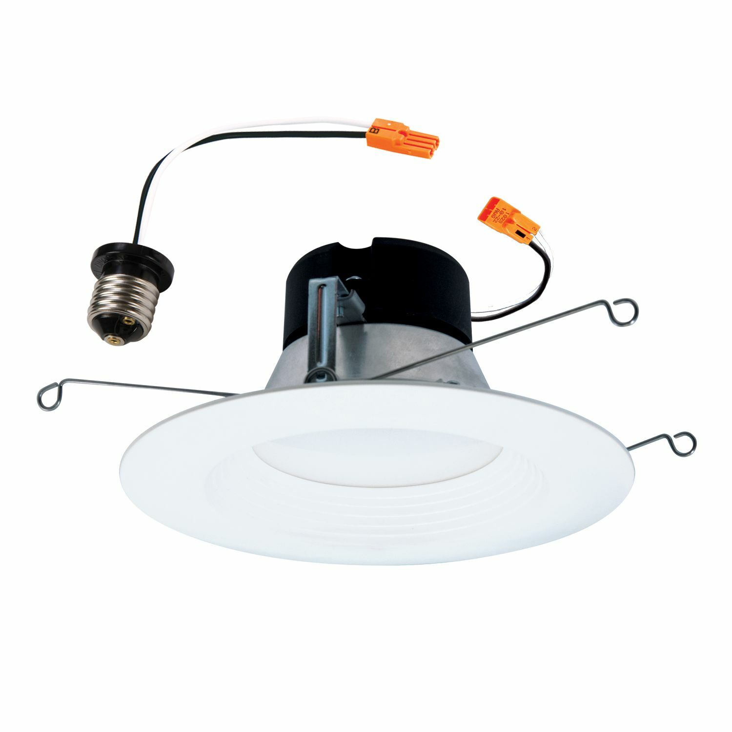 5/6 inch LED retrofit module with baffle, 750 Lumen, 90CRI min., 2700K, 3000K, 3500K, 4000K, 5000K selectable CCT, 120V 60Hz, LE & TE phase cut 10% dimming, Matte White