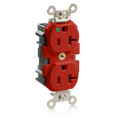 20 Amp, 125 Volt, Wide Body Duplex Receptacle, Straight Blade, Hospital Grade, Self Grounding, Red