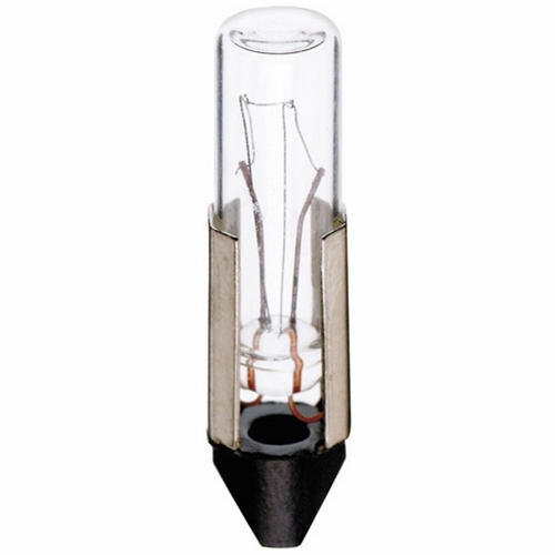 Miniature Lamp, Designation: 24PSB5, 24 V, 1.75 WTT, T2 Shape, TS5 Telephone Slide Base, C-2F Filament, 10000 HR, 0.073 AMP, 1-1/8 IN Length, 1/4 IN Diameter
