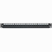 24-Port CAT 6 Quickport Standard Patch Panel, 24 Cat 6 Black Jacks Included
