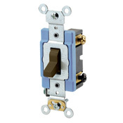 15 Amp, 120/277 Volt, Toggle 3-Way AC Quiet Switch, Extra Heavy Duty Grade, Self Grounding, Back and Side Wired, Brown