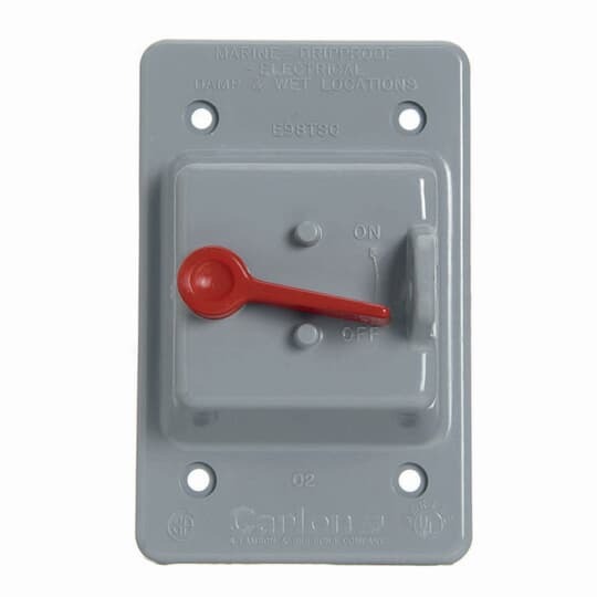 Vertical Mount Toggle Switch Box Cover, Length 4.75 Inches, Width 3 Inches, Material Polycarbonate, Color Gray