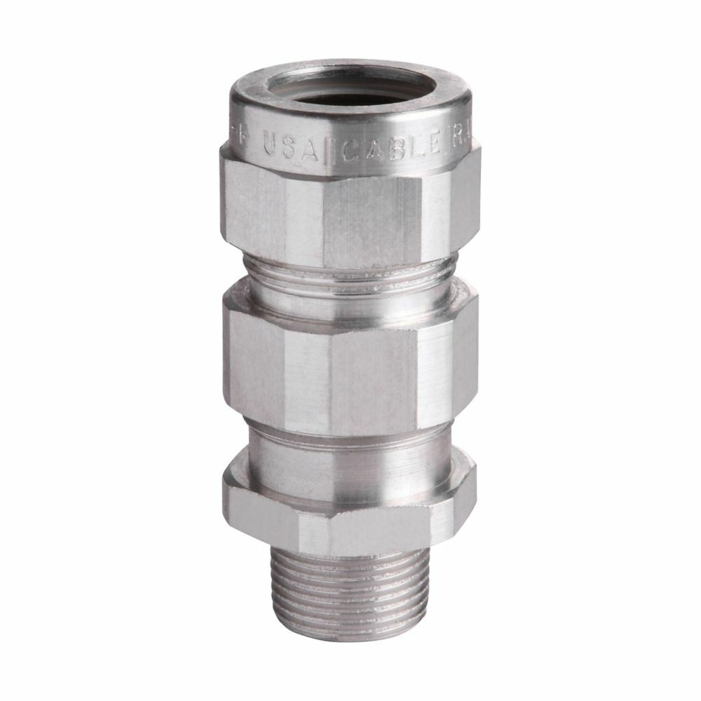 Eaton Crouse-Hinds series TMC cable gland, Metal-clad, TECK corrugated or interlocked steel, or aluminum, Armoured, Aluminum, Outer sheath: 3.02-3.78", General purpose, 3-1/2" NPT, Armor range: 2.95-3.52"