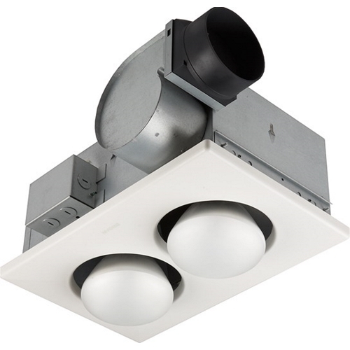 Broan Two-Bulb Heater/Ventilation Fan 70 CFM, (2) 250W BR40 Infrared Bulbs, 4.0 Sones