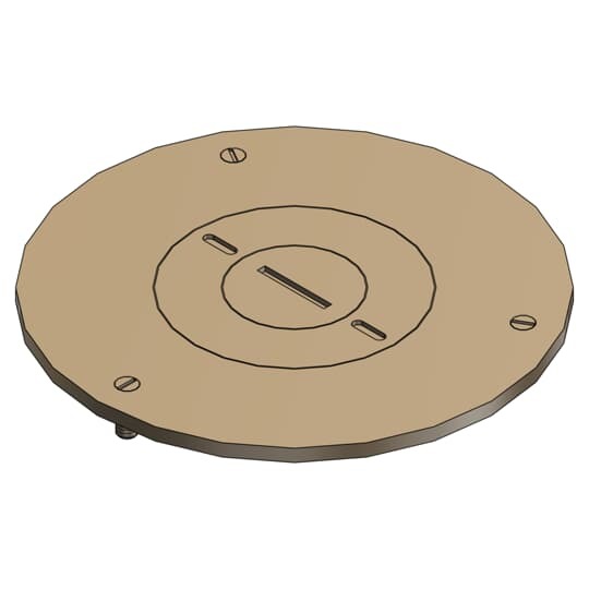 Cover Plate for Flush Service Floor Boxes, 2-13/16 Inch Diameter, 1/2 Inch and 2 Inch NPS Plug Size, Brass