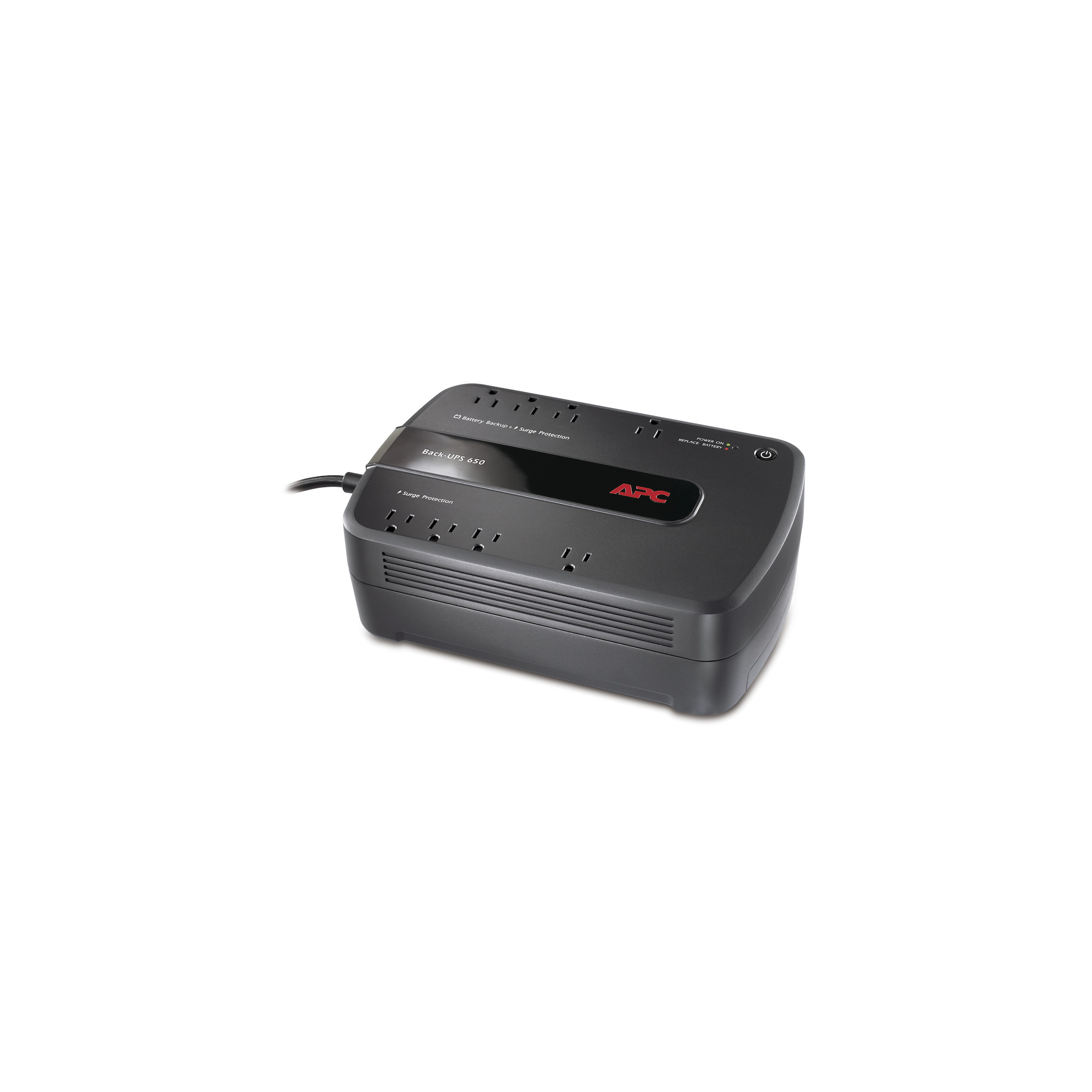 APC Back-UPS 650VA, 120V, 8 NEMA outlets (4 surge)