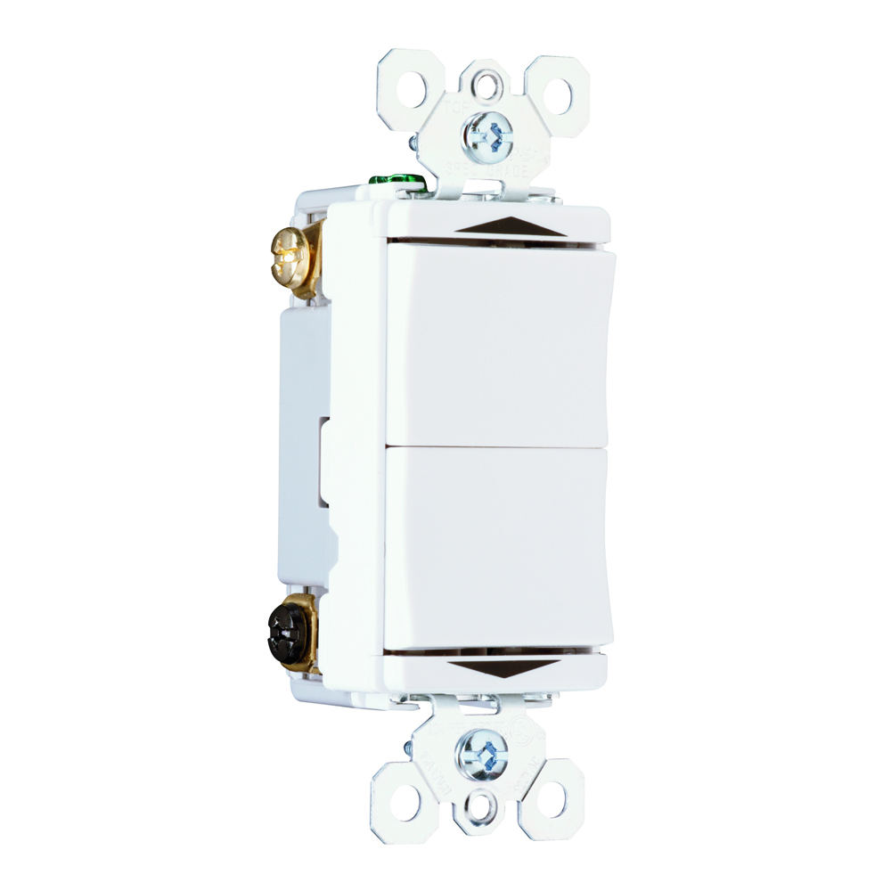 Specification Grade, Double Throw, Momentary Contact Switch, 15 amps, 120 volts, White.