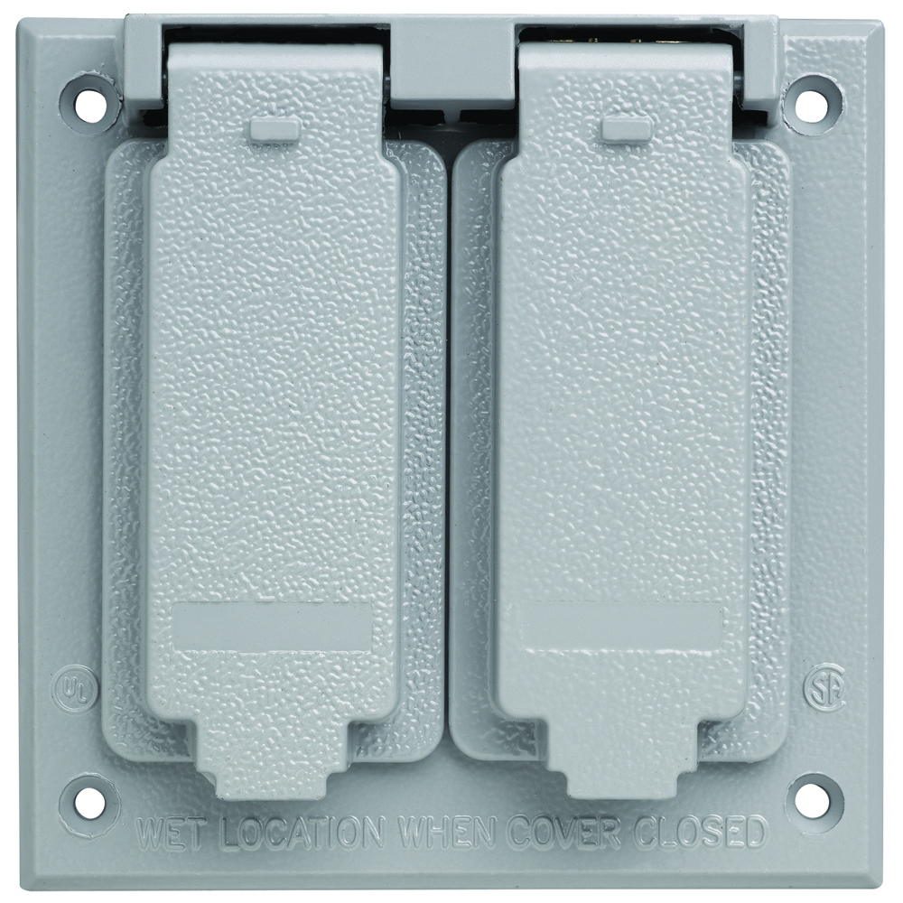 Cast Weatherproof Cover 2 Gang 2 Decorator, 4 Screw Mounting, Gray
