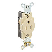 15-Amp 125-Volt NEMA 5-15R, 2P, 3W, Narrow Body Single Receptacle, Brown