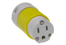 Safeway Connector, 2 Pole/3 Wire, NEMA 5-15, 125V, Yellow