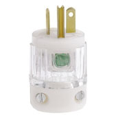 15 Amp, 125 Volt, NEMA 5-15P, 2P, 3W, Hospital Grade, Plug, Straight Blade, Grounding, Power Indication, Transparent