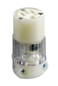 15 Amp, 125 Volt, Connector, Straight Blade, Grounding, Power Indication, Hospital Grade, Transparent