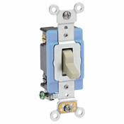 15 Amp, 120/277 Volt, Toggle 4-Way AC Quiet Switch, Extra Heavy Duty Spec Grade, Self Grounding, Back and Side Wired, Ivory