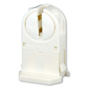 Miniature Base, T5 Bi-Pin, Standard Fluorescent Lampholder, Tall Profile, Snap-In or Slide-ON, Lamp-Lock, Quickwire 18AWG Solid or Str Tinned, White