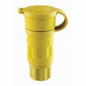 20-Amp, 125-Volt, Locking Connector, Industrial Grade, Grounding, Wetguard, Yellow
