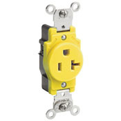 20 Amp, 125 Volt, Industrial Heavy Duty Grade, Single Receptacle, Straight Blade, Self Grounding, Black
