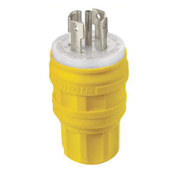 30 Amp, 277/480 Volt- 3PY, Locking Plug, Industrial Grade, Grounding, Wetguard, Yellow