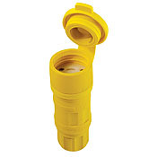 15-Amp, 250-Volt, Locking Connector, Industrial Grade, Grounding, Wetguard, Yellow