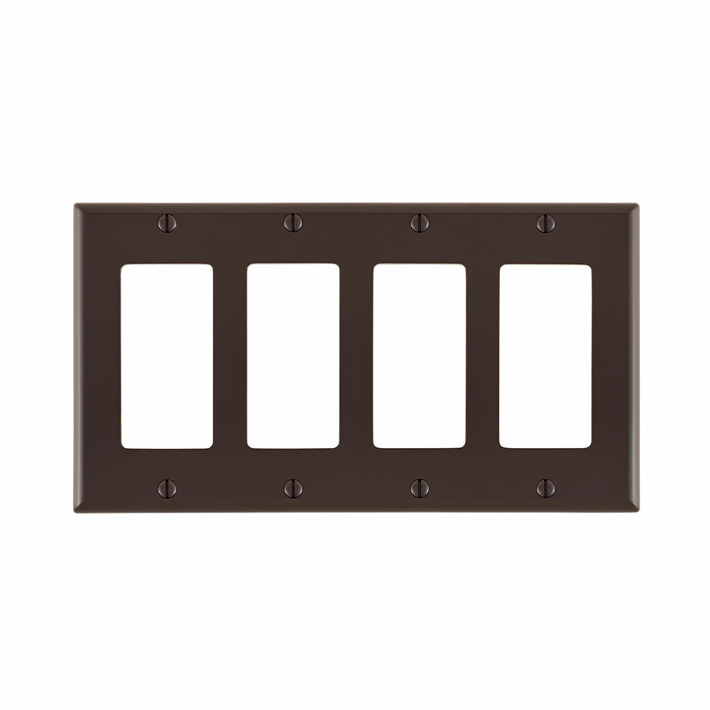 4-Gang Decora/GFCI Device Decora Wallplate/Faceplate, Standard Size, Thermoplastic Nylon, Device Mount, - Brown